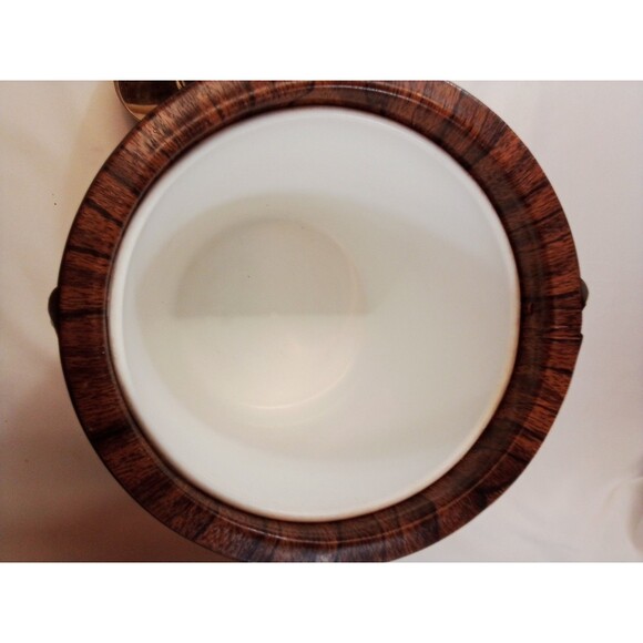 Shelton Ware NYC Vintage Wood Look Gold Trim Ice Bucket Needs TLC Worn - Picture 9 of 16